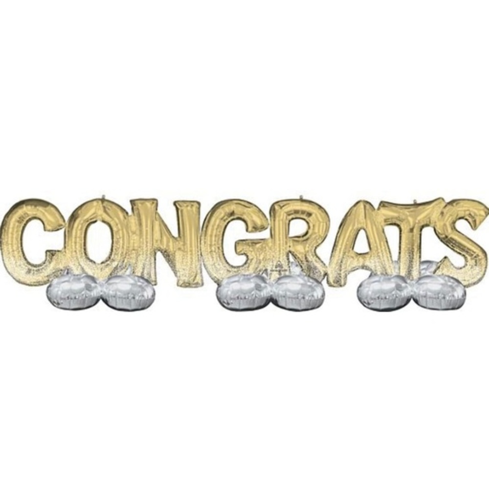 AirLoonz Gold Congrats Balloon Phrase Yard Decoration kit.